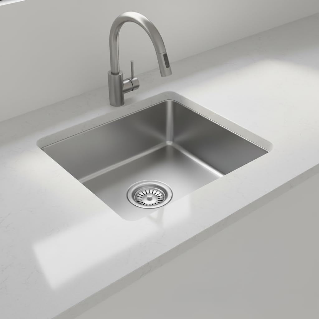ADITYA Kitchen Sink 304 Heavy Duty Stainless Steel | Single Bowl Sink With Round Coupling 5.5" Heavy | Kitchen Sink (SS-304) (Glossy, 12x12 Inch)-image-18