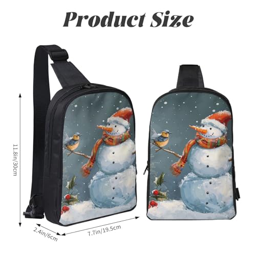 MERRY CHRISTMAS AND SNOW Printed Messenger Bag for Men Women Adjustable Shoulder Travel Hiking Chest Bag Daypack Black One Size2