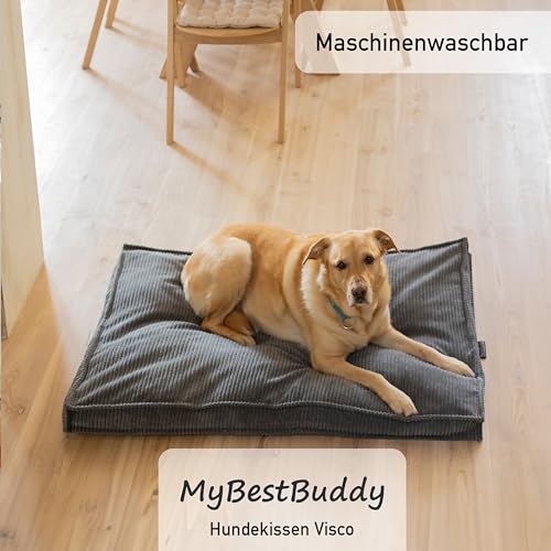 MyBestBuddy Hundekissen Visco braun 90x70 cm XL mit POSO-Cord Stoff mit Viscoseschaum und Komfortschaum-Flocken, 40°C waschbar - Hundebett/Haustierbett für große Hunde oder Katzen, 90 x 70 cm