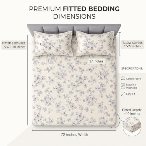 Image of BSB HOME 240 TC Premium Double Bed Fitted Bedsheet, Soft Comfortable Stretchable Mattress Sheet with Elastic Fitted Corners, Durable Easy Care Bedding, 72 x 72 + 10 Inches(183x183+25 cm) - Cream