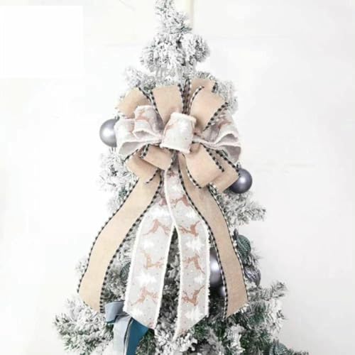 Doppio strato di fiocco per albero di Natale, stili multipli, fiocco per ghirlanda natalizia in stoffa, grande, nastro regalo, nodo - Stile A - altro