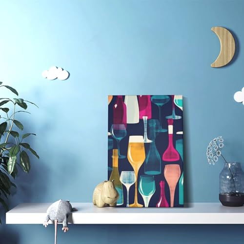 Tableau verres à cocktail et vin LPSRTWE déco salon 30x45