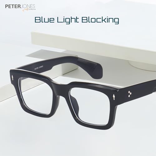 Image of Peter Jones I Zero Power Blue Cut Computer Glasses I Retro Square Shape I Gaming Glasses I UV Protected & Blocks Harmful Rays I Men & Women I Large Square 3804