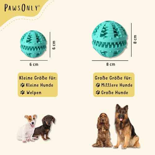 PawsOnly | Leckerli Ball für Hunde | Intelligenzspielzeug | Klein Blau