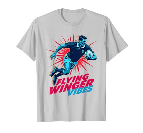 Flying Winger Vibes Rugby T-Shirt Men X-Large Silver Grey