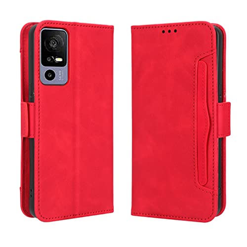 Ranyi for Lively Jitterbug Smart4 Case, PU Leather Wallet with 5 Card Holder Slots Kickstand Stand Feature Flip Folio Magnetic Wallet Case for Lively Jitterbug Smart 4 (6.75' Smartphone) -Red
