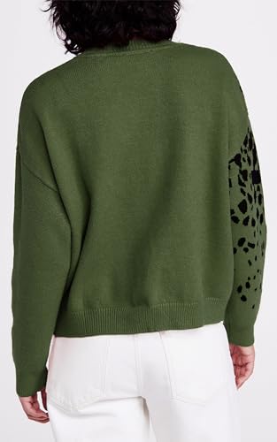 Image of Angashion Women's Sweaters Casual Floral Printed Patchwork Long Sleeves Knitted Pullover Cropped Sweater Tops