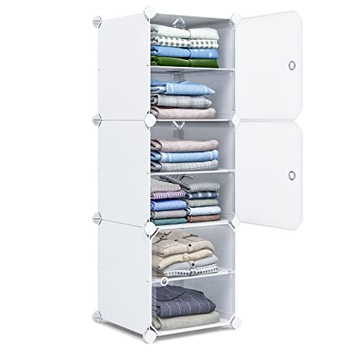 Maginels 3-Cube Storage Organizer, Stackable Cubby Shelf, Easy Assemble, Closet Organizers With Doors, Clothing Storage For Bedroom,Livingroom,White #TOP6