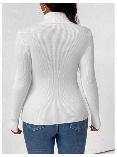 WDIRARA Women's Plus Size Rib Knit Pullover Top Turtle Neck Long Sleeve Fitted Sweater2