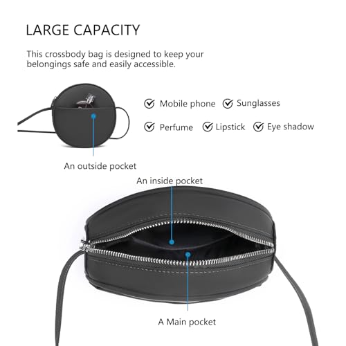 Image of Circle Crossbody Bag for Women NYLON Circle Purse with Zipper Adjustable Knot Shoulder Straps