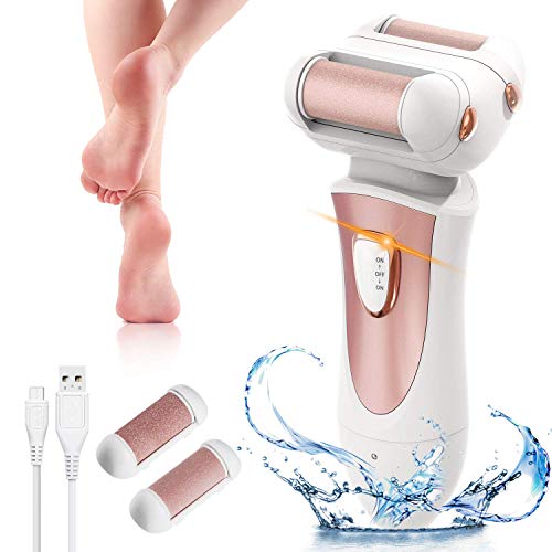 Pedicure Elettrico, Babacom Impermeabile Ricaricabile Calli Piedi con 2 Teste Rulli [Grossa & Fine], Professionale Pedicure Attrezzi Rimuovere Calli per Pelle Secca & Talloni Screpolati