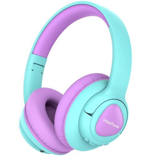 VibeTune Kinder Bluetooth Kopfhörer, 60 Stunden Spielzeit, Lautstärkebegrenzung 85/94dB, Bluetooth 5.4, Type-C Schnellladung, Faltbare kabellose Kopfhörer für Kinder-Lila*