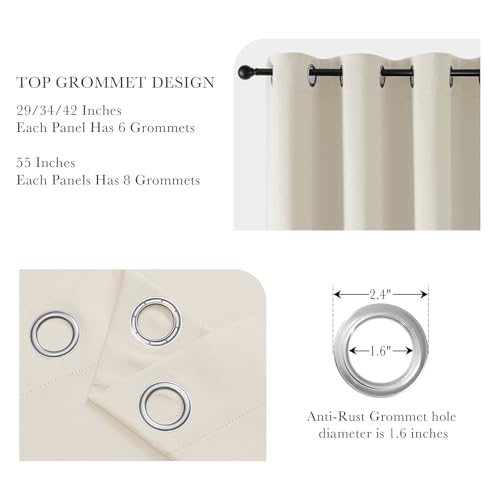 Image of PONY DANCE Beige Short Blackout Curtains 36 inch Length for Kitchen, Privacy Small Black Out Grommet Half Window Drapes for Bathroom Cabinet Camper RV Bunk(W42 x L36 inch, 2 Panels)