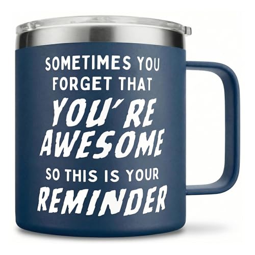 Birthday Gifts for Men Him Mug- Sometimes You Forget Your Awesome Gifts Navy 14oz Gifts for Men Over...