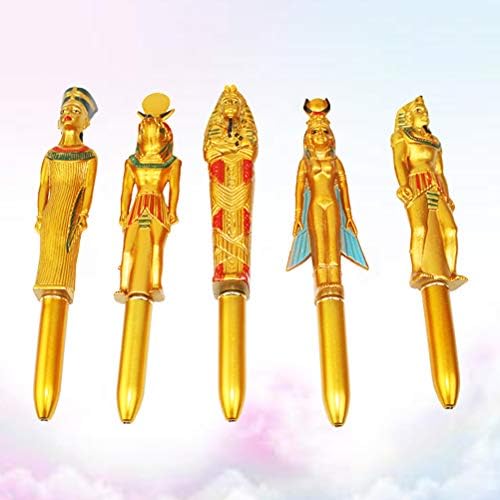 Toyvian 5pcs Creative Ball-Point Pen Egyptian Character Pharaoh Shaped Craft Cute Ball-Point Pen Promotional Activity Gift for Home Store School (Random Pattern)