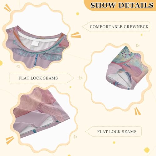 Fish Dragonfly Pattern Artwork Boys Rash Guard Long Sleeve UPF 50+ Boys Swim Shirt Quick Dry Shirt for 3-12 Years3