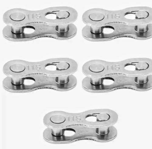 KALIDESHON Bicycle Chain Master Link Reusable Bike Chain Connecting Link, for 11 Speed, Road Bicycle and Mountain Bike, Metal Bike Master Link, Bicycle Chain Missing Link Connector, 5 Set Pack Silver
