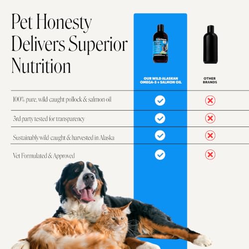Image of Wild Alaskan Salmon Oil for Dogs + Cats - 100% Pure Natural Omega 3 Fish Oil Supplement for Pet Skin, Coat Health, Allergy Itch Relief, EPA DHA Fatty Acids for Dog Joint Support, Heart Wellness (8 oz)