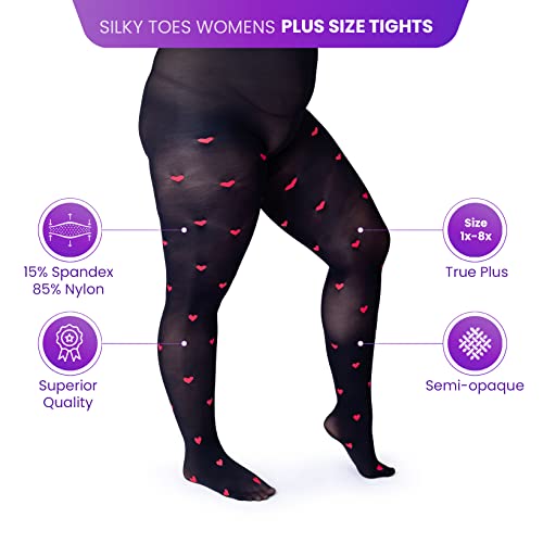 Silky Toes Womens Plus Size Patterned Tights Fashion Printed Designed Opaque Stockings4