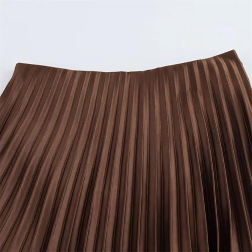 ERFMFKL Women Solid Side Zip Pleated High Waist A-Line Long Skirts Summer Casual Office Skirt2