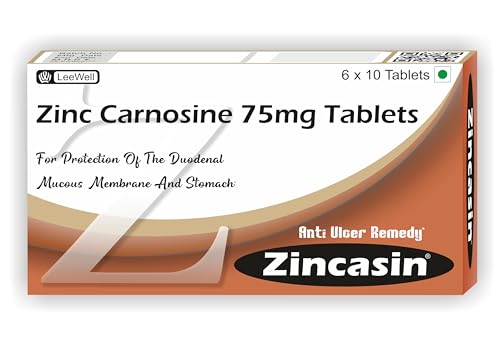 Image of Zincasin Zinc L carnosine Supplement tablets | Strengthen Digestive tract, Leaky Gut, Immunity Booster, Taste buds function, Neurotransmitter Support | Healthy Skin, Acne, Hair Loss, IBS, IBD, Gastric Ulcer Support - 60 tablets