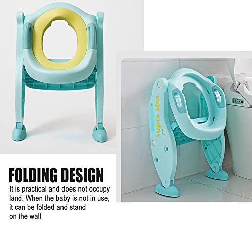 Draagbare baby-toilettrainingsstoelen, opvouwbare baby-peuter-kindertoilettrainer met verstelbare opstapladder, voor… - Afbeelding 7