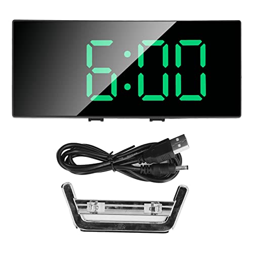 LEDディスプレイ付きデジタル目覚まし時計、モダンミラー電子目覚まし時計、スヌーズ機能付きUSB電源デスクトップ時計、自宅の寝室用の発光ベッドサイド時計