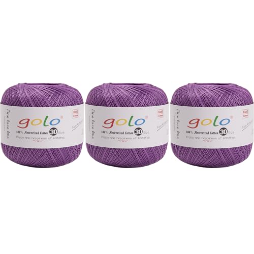 Image of golo 3 Skeins Crochet Thread Size 30 Embroidery Thread Yarn for Hand Kniting Yarn for Tatting 553