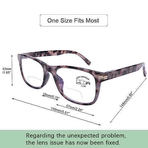 Image of DOOViC Bifocal Reading Glasses Set of 2 Blue Light Blocking Black /Tortoise Spring Hinge Quality Readers for Men and Women 3.00 Strength