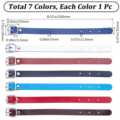 GORGECRAFT 7 Colors 8 Inch Cowhide Leather Stirrup Straps Genuine Luggage Strap Luggage Tags Adjustable Length Replacement Belts with Metal Buckle Watch Band Strap for Card Pass Holder Travel Storage2