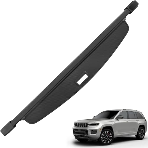 Blycorul Trunk Cargo Cover for Jeep Grand Cherokee(2 Row;WL) 4XE 2022-2026 Anti-Peeping Retractable Cargo Cover for Security Shade Privacy Screen with Carbon Fiber Texture Grand Cherokee Accessories