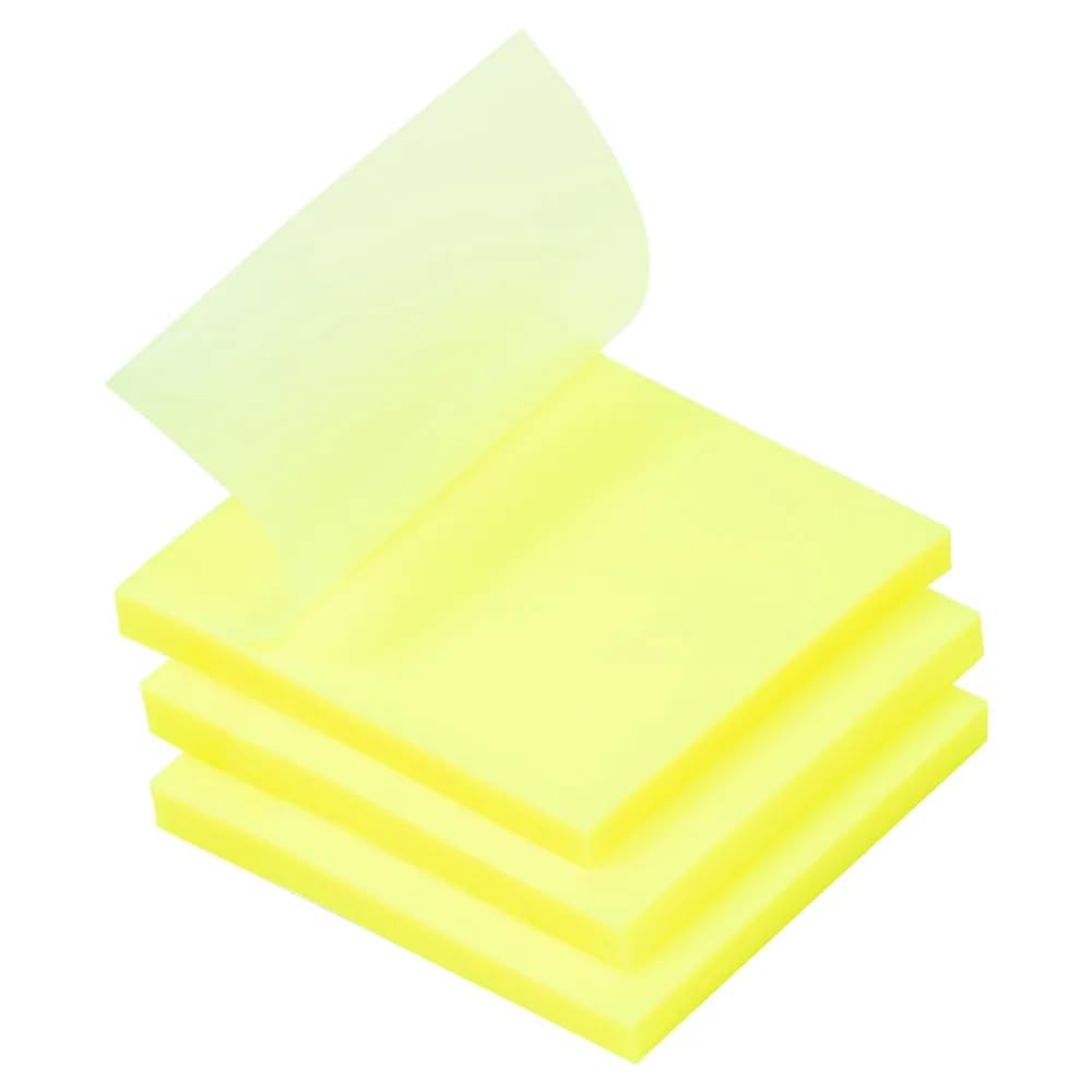 KESI ORNAMENTS 50 Sheets Yellow Transparent Sticky Note Pads, Waterproof Self-Adhesive,Cute Translucent Sticky Notes Adhesive Memo Message Reminder for Home Notes Office School Art and Craft Memo Pad