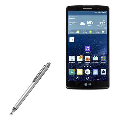 BoxWave Stylus Pen Compatible with LG G Vista 2 - DualTip Capacitive Stylus, Fiber Tip Disc Tip Capacitive Stylus Pen - Metallic Silver