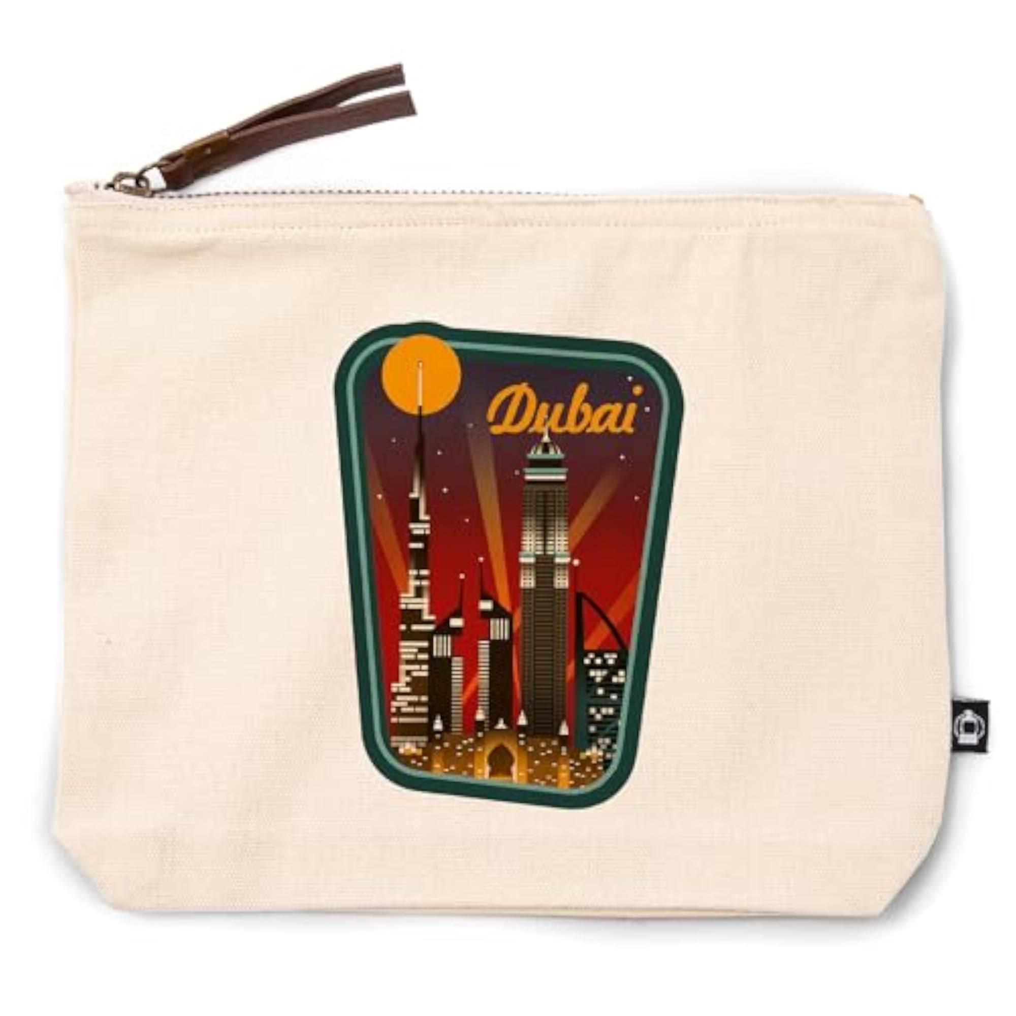 Cotton Canvas Travel Accessory Go Bag, Dubai Skyline
