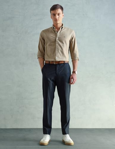 Image of Arrow Sport Solid Slim Fit Cotton Shirt for Men - Full Sleeve Mens Casual Shirts