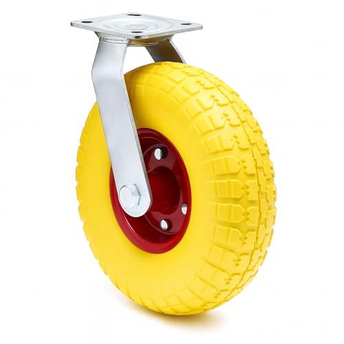 Rueda móvil 258x78mm Llanta metálica Soporte montaje giratorio Anti-pinchazos Carretilla Remolque