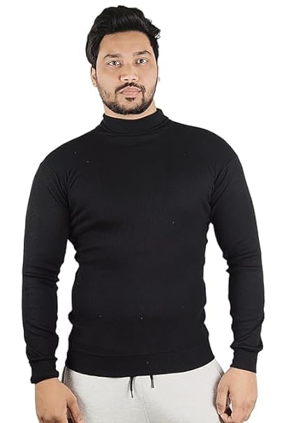 Evolon Deals Mens High Turtle Neck Cotton T Shirt High