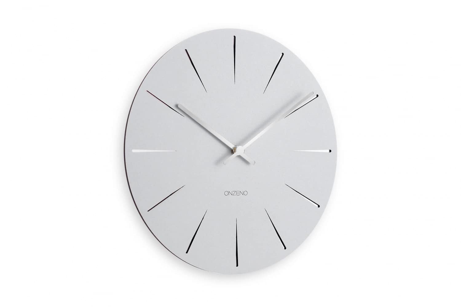ONZENO Reloj de Pared de Diseño 'The Earnest.' Sin Tic-TAC, Cuarzo Silencioso, diámetro 29 cm, Fondo 0,5 cm, Gris