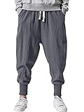 Gemijacka Herren Jogginghose Lange Kordelzug Sporthose mit 2 Taschen Herren Hose Gym Fitness Training Dunkelgrau M