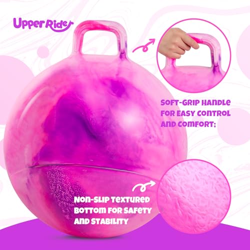 Upper Rider 20 Inch Clouds Hopper Ball for Kids Ages 6-12, Purple Pink Bouncy with Handle, Extra-Large Inflatable Jumping Ball with Pump and Gift Box, Indoor Outdoor Balance Toy for Girls and Boys - Image 6