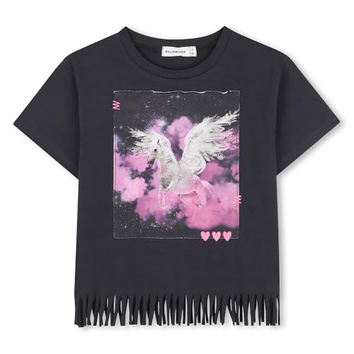 T-shirt fille Billieblush U21230 en coton rose à manches courtes