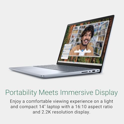 Image of Dell Inspiron 5445 Laptop, AMD Ryzen 7 8840U, 16GB DDR5 RAM, 512GB SSD, 14 inch FHD+ Display, Backlit Keyboard, Fingerprint Reader, Windows 11, Ice Blue, 1.61kg