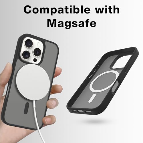 Image of Glassology Silicon Case for iPhone 16 pro Frosted Magnetic Case - Matte Translucent TPU+PC Shockproof & Anti-Scratch Phone Cover with N52 Magnet Black