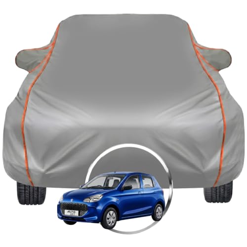 Image of Pivalo Car Cover for Maruti Suzuki Alto K10 - Fits All Model & Year | 100% Waterproof All-Weather UV & Paint Protection | Premium 3-Layer Fabric | Triple Stitched with Reflective Piping (Grey)