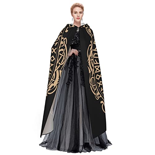 Nordic Mythology Viking Odin Symbols Hooded Robe Adult Cloak Long Cape Hoodie For Christmas Halloween Cosplay Costumes #TOP3