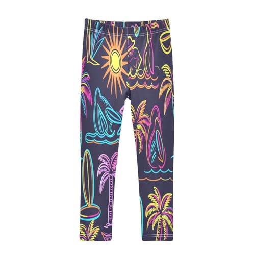 Bolaz Toddler Girls Leggings Printed Yoga Pants Leggings Colorful Neon Palm Trees for Kids