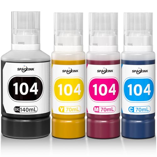 Encre 104 4 couleurs compatible avec Epson 104 Encre ET-2820 ET-4800 ET-2870 ET-2810 ET-2862 ET-2826 ET-2856 ET-4810 ET-2811 ET-2812 ET-2812 ET-2811 4 ET-2. Imprimante 815 ET-2821 (noir, C, M, jaune)