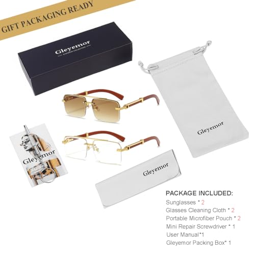 Image of Gleyemor Mens Sunglasses Fashion Rimless Rectangle Sunglasses Square Frameless Sunglasses for Men