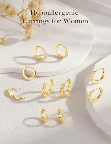 Turandoss Hypoallergenic Small Gold Huggie Hoop Earrings for Women Girls - image 6