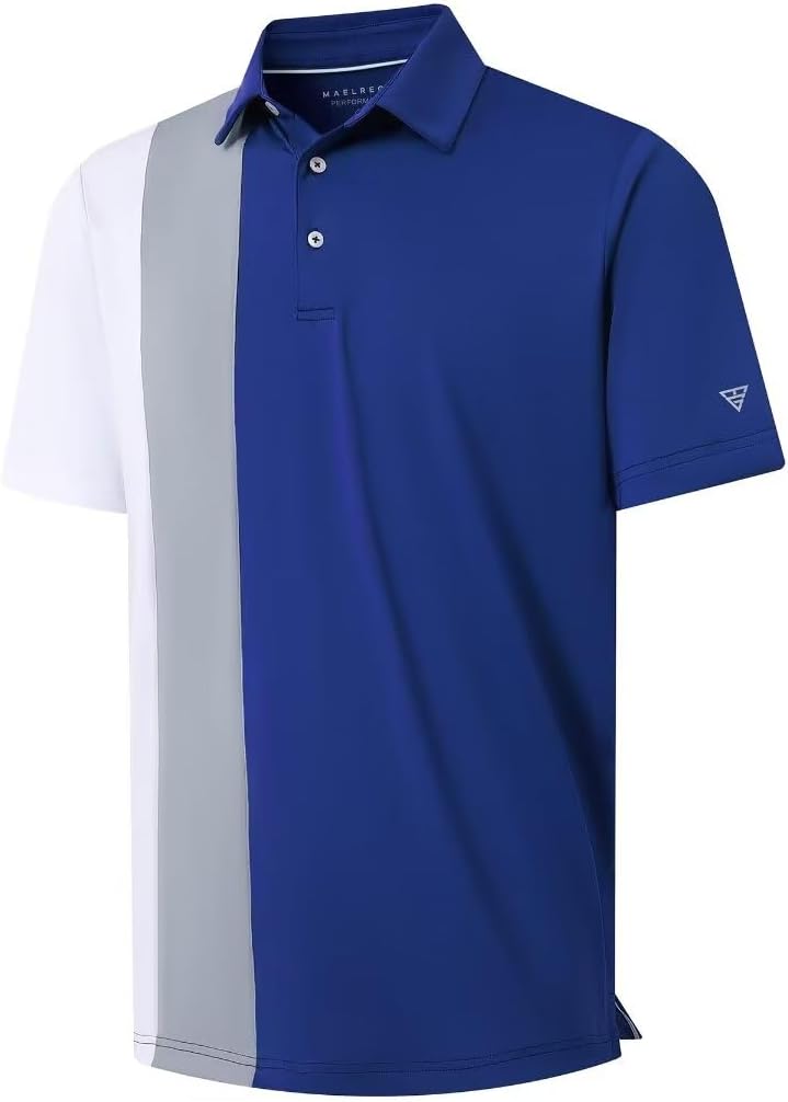M MAELREG Mens Golf Polo Shirts Short Sleeve Dry Fit Casual Performance Moisture Wicking Color Block Polo Shirts for Men